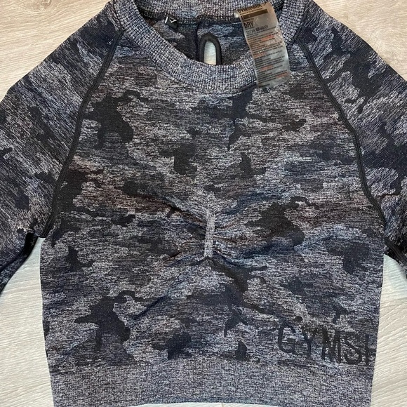 Gymshark Adapt Camouflage Seamless Scrunch Long Sleeve Crop Top - Picture 3 of 8
